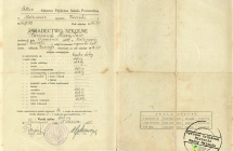 Swiadectwo ukończenia cztero klasowej szkoły powszechnej Mieczysława Płóciennika 1935 rok