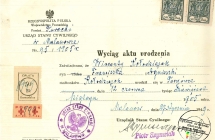 Wyciag aktu urodzenia Wincentego Kołodziejka - 1949 rok