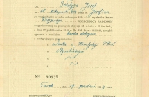 Swiadectwo ukończenia wykładów kursu wszechnicy radiowej przez Józefa Gołdykę - 1953 rok 1953 rok