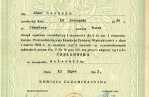 swiadectwo czeladnicze Józefa Gołdyki - 1965 rok