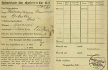 Karta potwierdzająca dostarczenie jaj 1942 rok