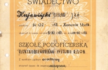 Świadectwo ukończenia szkoły podoficerskiej przez Jana Czesława Kujawińskiego - 1963 rok