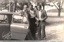 Od lewej naczelnik gminy - Jerzy Wojciechowski, funkcjonariusz MO - Zbigniew Kwolek, prezes GS - Jan Michalak - 1977 rok